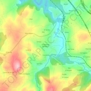 Topografische kaart Soutolongo de Abaixo, hoogte, reliëf