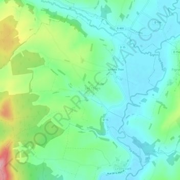 Topografische kaart Le Grand Thon, hoogte, reliëf