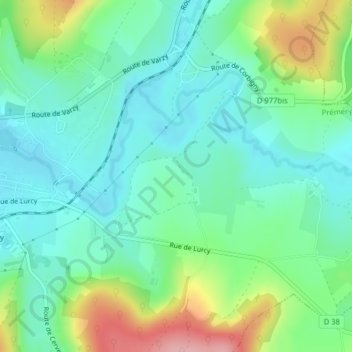 Topografische kaart Clouseau, hoogte, reliëf