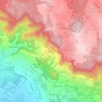 Topografische kaart Steigen, hoogte, reliëf