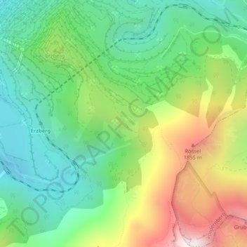 Topografische kaart Plattenalm, hoogte, reliëf