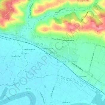 Topografische kaart Genin, hoogte, reliëf