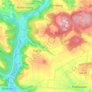 Topografische kaart Dietersberg, hoogte, reliëf
