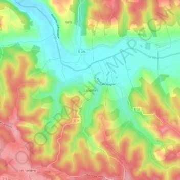 Topografische kaart Lacapelle, hoogte, reliëf