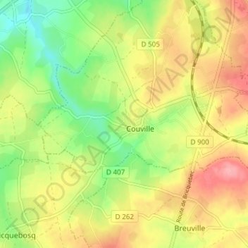 Topografische kaart Le Manoir, hoogte, reliëf
