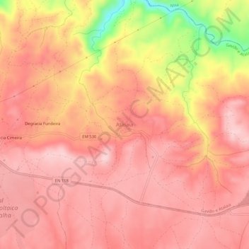Topografische kaart Atalaia, hoogte, reliëf