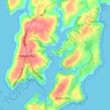 Topografische kaart Percuil, hoogte, reliëf
