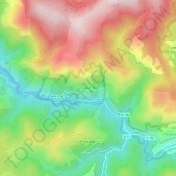 Topografische kaart Les Crozes Haut, hoogte, reliëf