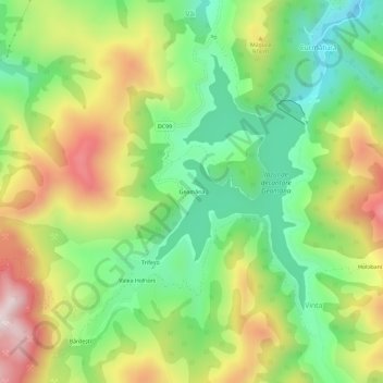 Topografische kaart Geamăna, hoogte, reliëf