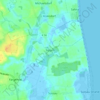 Topografische kaart Siggen, hoogte, reliëf