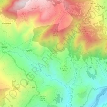 Topografische kaart Querceto, hoogte, reliëf