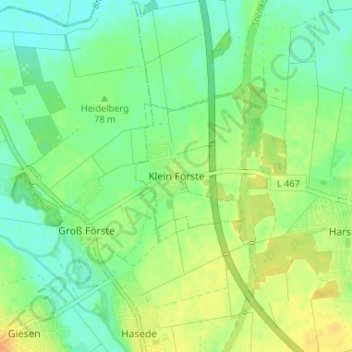 Topografische kaart Klein Förste, hoogte, reliëf