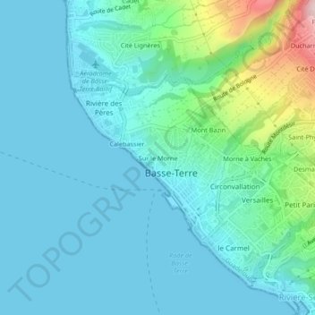 Topografische kaart Sur le Morne, hoogte, reliëf