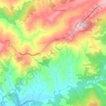 Topografische kaart Ariano, hoogte, reliëf