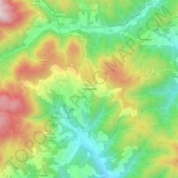 Topografische kaart Vetrianello, hoogte, reliëf