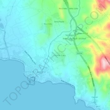 Topografische kaart Is meris, hoogte, reliëf