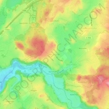 Topografische kaart Merazhofen, hoogte, reliëf