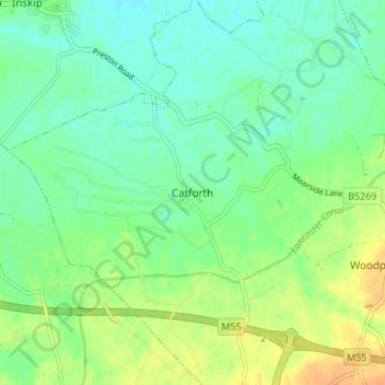 Topografische kaart Catforth, hoogte, reliëf