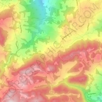 Topografische kaart Tolè, hoogte, reliëf