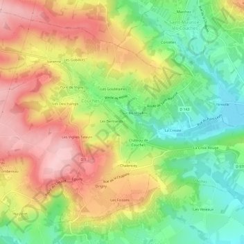 Topografische kaart La Barre, hoogte, reliëf