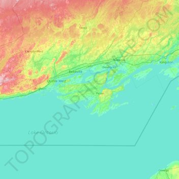 Topografische kaart Prince Edward, hoogte, reliëf