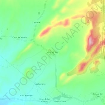 Topografische kaart Torre del Rico, hoogte, reliëf