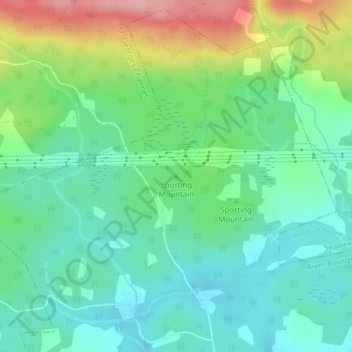 Topografische kaart Sporting Mountain, hoogte, reliëf