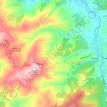 Topografische kaart San Cresci, hoogte, reliëf