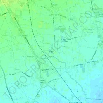 Topografische kaart Brigola, hoogte, reliëf