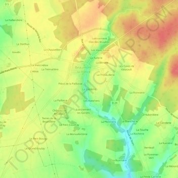 Topografische kaart La Corderie, hoogte, reliëf