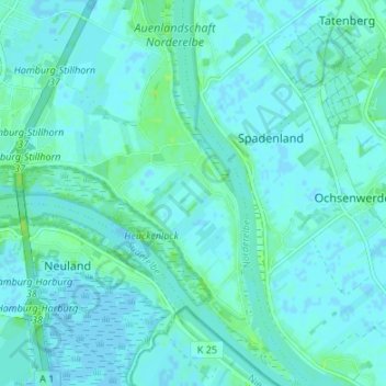 Topografische kaart Moorwerder, hoogte, reliëf