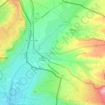 Topografische kaart Hix, hoogte, reliëf