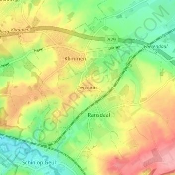 Topografische kaart Termaar, hoogte, reliëf
