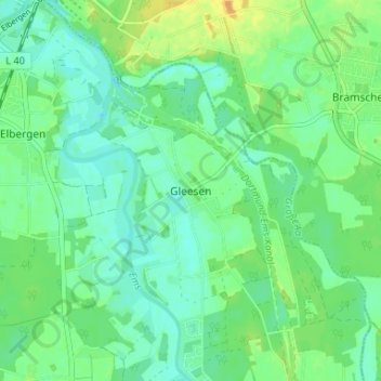 Topografische kaart Gleesen, hoogte, reliëf