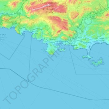 Topografische kaart Les Deux Frères, hoogte, reliëf