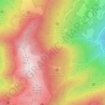 Topografische kaart Rocher du Cra, hoogte, reliëf