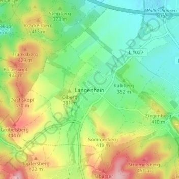 Topografische kaart Langenhain, hoogte, reliëf