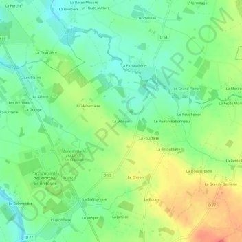Topografische kaart La Mongie, hoogte, reliëf