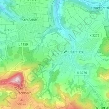 Topografische kaart Herzenklinge, hoogte, reliëf