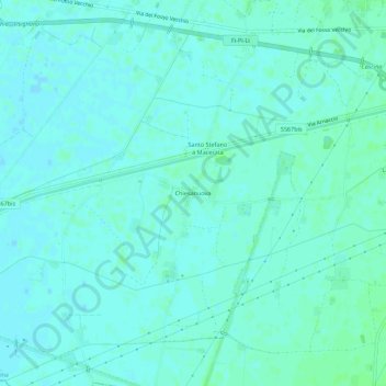 Topografische kaart Chiesanuova, hoogte, reliëf