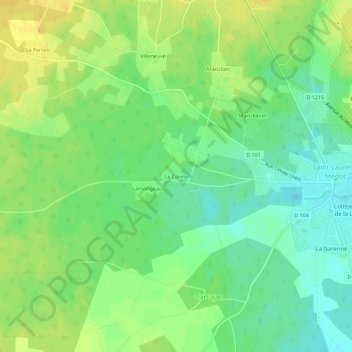 Topografische kaart Le Comte, hoogte, reliëf