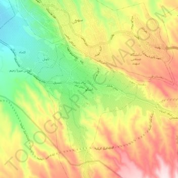 Topografische kaart اسکو, hoogte, reliëf