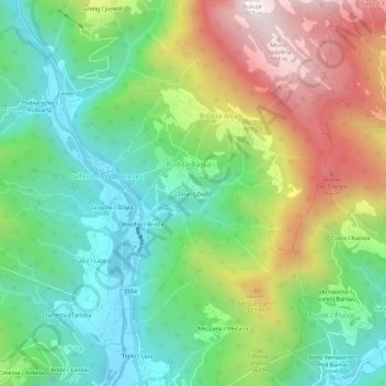 Topografische kaart Zeiaz, hoogte, reliëf