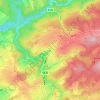 Topografische kaart Cetturu, hoogte, reliëf