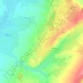 Topografische kaart Les Bourdelins, hoogte, reliëf