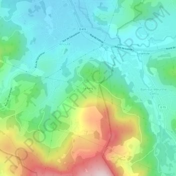 Topografische kaart Le Faing, hoogte, reliëf