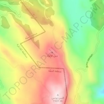 Topografische kaart Jabal al Akrad, hoogte, reliëf