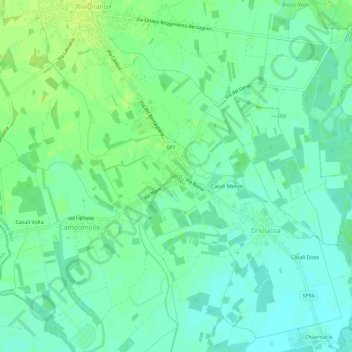 Topografische kaart Teor, hoogte, reliëf