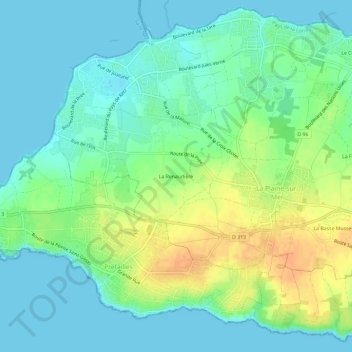 Topografische kaart La Renaudière, hoogte, reliëf