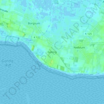 Topografische kaart Goting, hoogte, reliëf